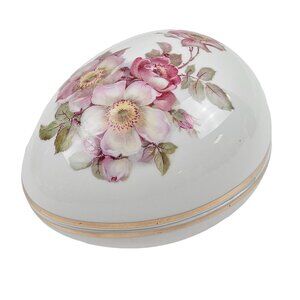 Gerold Porzellan Tettau Bavaria West Germany Floral Egg Shaped Trinket Box
